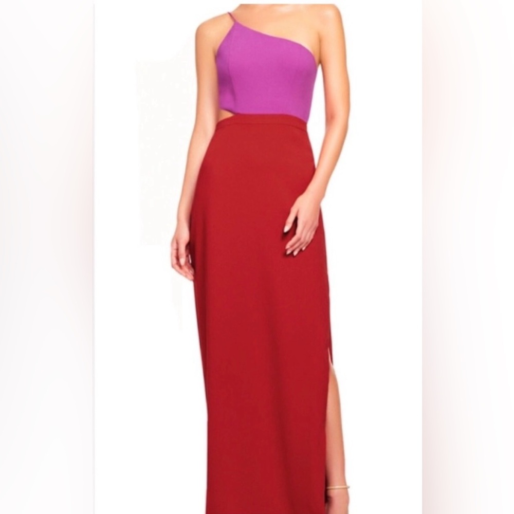 NWT Aidan by Aidan Mattox Red Maxi Skirt with Side Slit